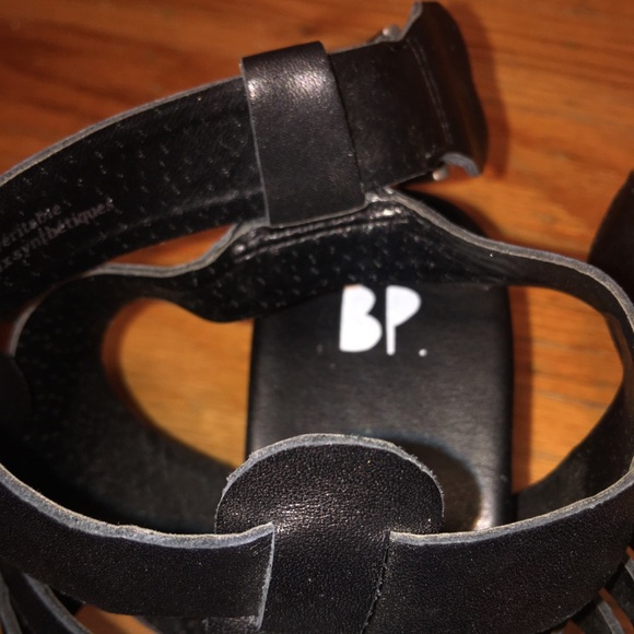 BP Black Leather Gladiator Platform Sandals - Picture 4 of 6